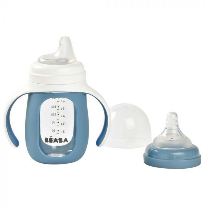 Biberon Verre D Apprentissage 2 En 1 210 Ml Housse Silicone De Beaba