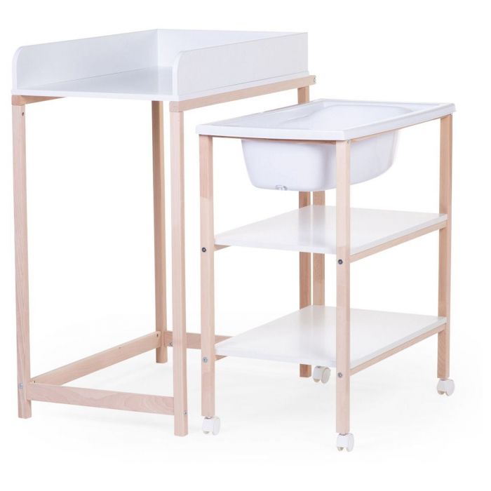 Table à langer avec baignoire Smart Argile Naturel - Made in Bébé