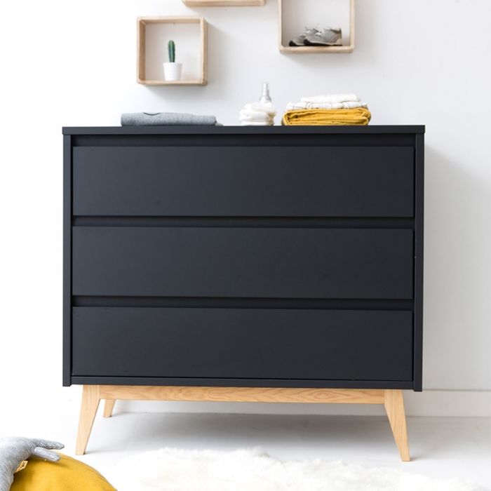 Commode Pure Black avec plan à langer