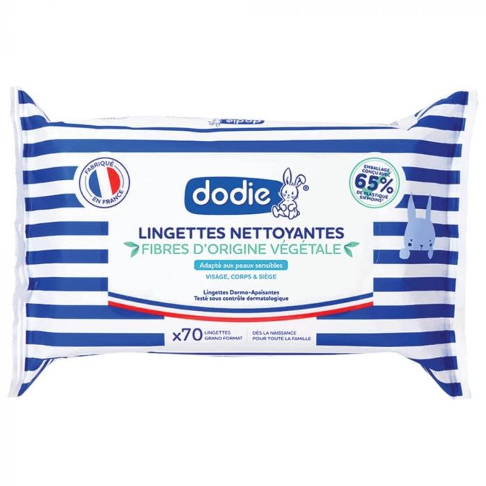 Lingettes nettoyantes dermo-apaisantes 3-en-1 - 70 pcs de Dodie