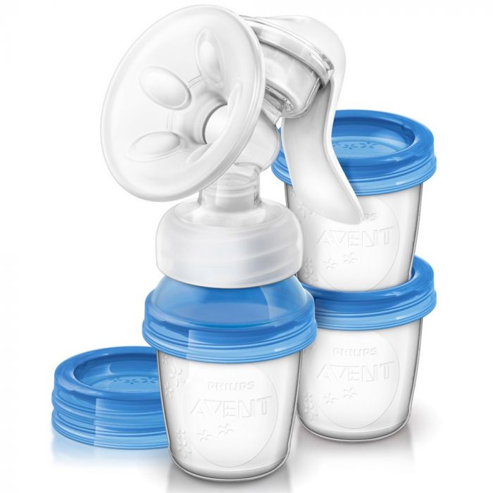 Tire Lait Natural Manuel Avec Pots De Conservation De Philips Avent