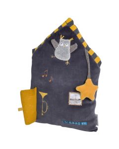 Coussin d'activités maison grise - Les Moustaches