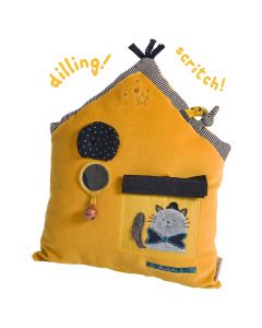 Coussin d'activités maison moutarde - Les Moustaches