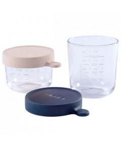 Coffret 2 pots de conservation en verre 150 ml + 250 ml