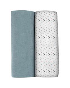 Lot de 2 langes en coton bio 120 x 120 cm