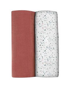 Lot de 2 langes en coton bio 120 x 120 cm