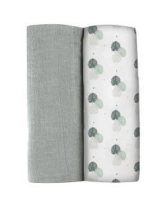 Lot de 2 langes en coton bio 120 x 120 cm