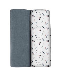 Lot de 2 langes en coton bio 120 x 120 cm