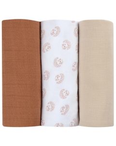 Lot de 3 langes en coton bio 70 x 70 cm