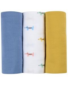 Lot de 3 langes en coton bio 70 x 70 cm