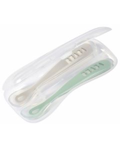 Set de 2 cuillères en silicone 1er âge + boîte de transport
