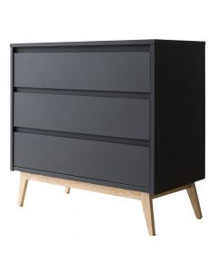 Commode Pure Black avec plan à langer