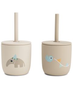 Set de 2 gobelets à paille en silicone