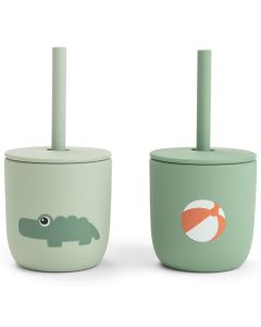 Set de 2 gobelets à paille en silicone