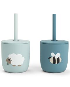 Set de 2 gobelets à paille en silicone