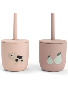 Set de 2 gobelets à paille en silicone