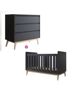 Chambre Pure Black Duo avec lit 60 x 120 cm 