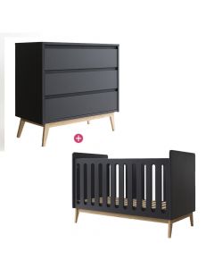 Chambre Pure Black Duo avec lit 70 x 140 cm