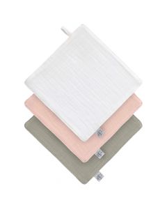 Lot de 3 débarbouillettes en mousseline