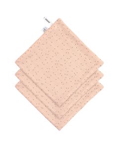 Lot de 3 gants de toilette en mousseline / terry