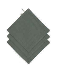 Lot de 3 gants de toilette en mousseline / terry