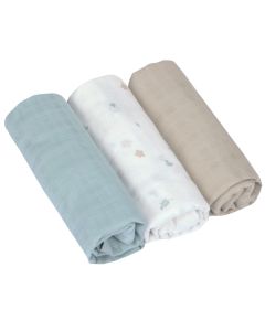 Set de 3 langes Swaddle & Burp 80 x 80 cm