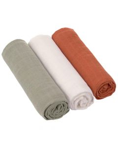 Set de 3 langes Swaddle & Burp 85x85