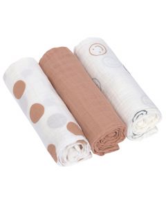Set de 3 langes Swaddle & Burp 85x85