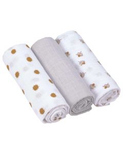 Set de 3 langes Swaddle & Burp 85x85