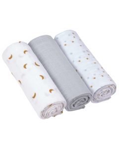 Set de 3 langes Swaddle & Burp 85x85