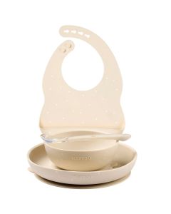 Coffret repas silicone avec bavoir - 4pcs