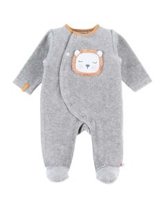 Pyjama velours Babou gris (0m) - Babou & Kendi