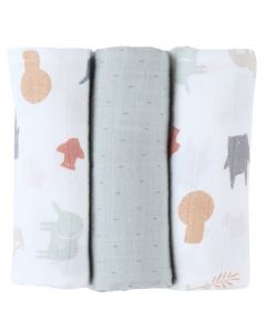 Set de 3 langes mousseline bio 70 x 70 cm