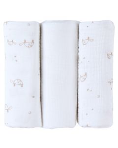 Set de 3 langes mousseline bio 70 x 70 cm