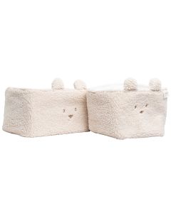 Set de 2 corbeilles de rangement en tissu teddy