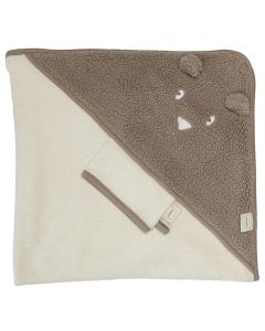 Sortie de bain + gant en tissu teddy