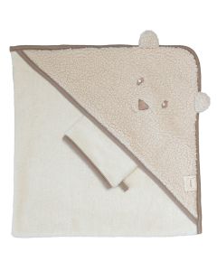 Sortie de bain + gant en tissu teddy