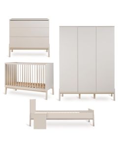 Chambre bébé Ashi : lit 60 x 120 cm + commode + armoire XL 3 portes + kit Junior