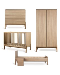 Chambre bébé Ashi : lit 60 x 120 cm + commode + armoire 2 portes + kit Junior