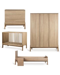 Chambre bébé Ashi : lit 60 x 120 cm + commode + armoire XL 3 portes + kit Junior