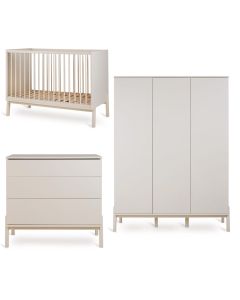 Chambre bébé Ashi : lit 60 x 120 cm + commode + armoire XL 3 portes