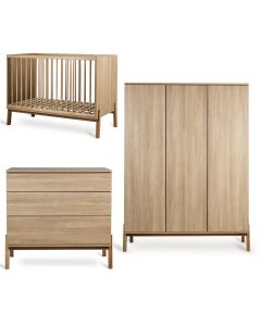 Chambre bébé Ashi : lit 60 x 120 cm + commode + armoire XL 3 portes
