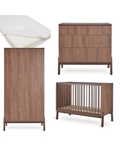 Chambre bébé Ashi : lit 60 x 120 cm + matelas + commode + armoire 2 portes