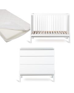 Chambre bébé Ashi : lit 60 x 120 cm + matelas + commode