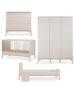 Chambre bébé Ashi : lit 70 x 140 cm + commode + armoire XL 3 portes + kit Junior