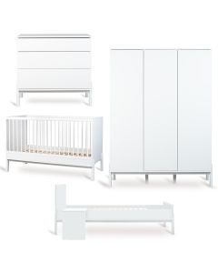 Chambre bébé Ashi : lit 70 x 140 cm + commode + armoire XL 3 portes + kit Junior