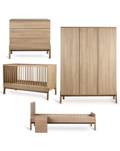 Chambre bébé Ashi : lit 70 x 140 cm + commode + armoire XL 3 portes + kit Junior