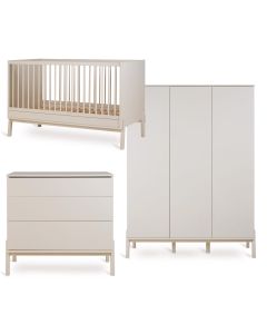Chambre bébé Ashi : lit 70 x 140 cm + commode + armoire XL 3 portes