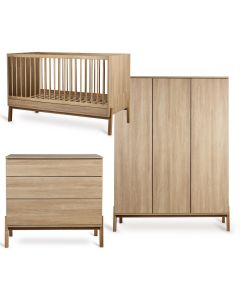 Chambre bébé Ashi : lit 70 x 140 cm + commode + armoire XL 3 portes
