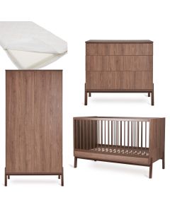 Chambre bébé Ashi : lit 70 x 140 cm + matelas + commode + armoire 2 portes